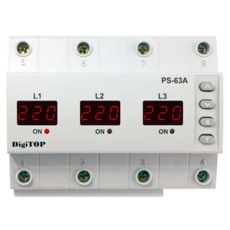 Releu comutator automat de faza si protectie tensiune, DigiTOP PS-63A